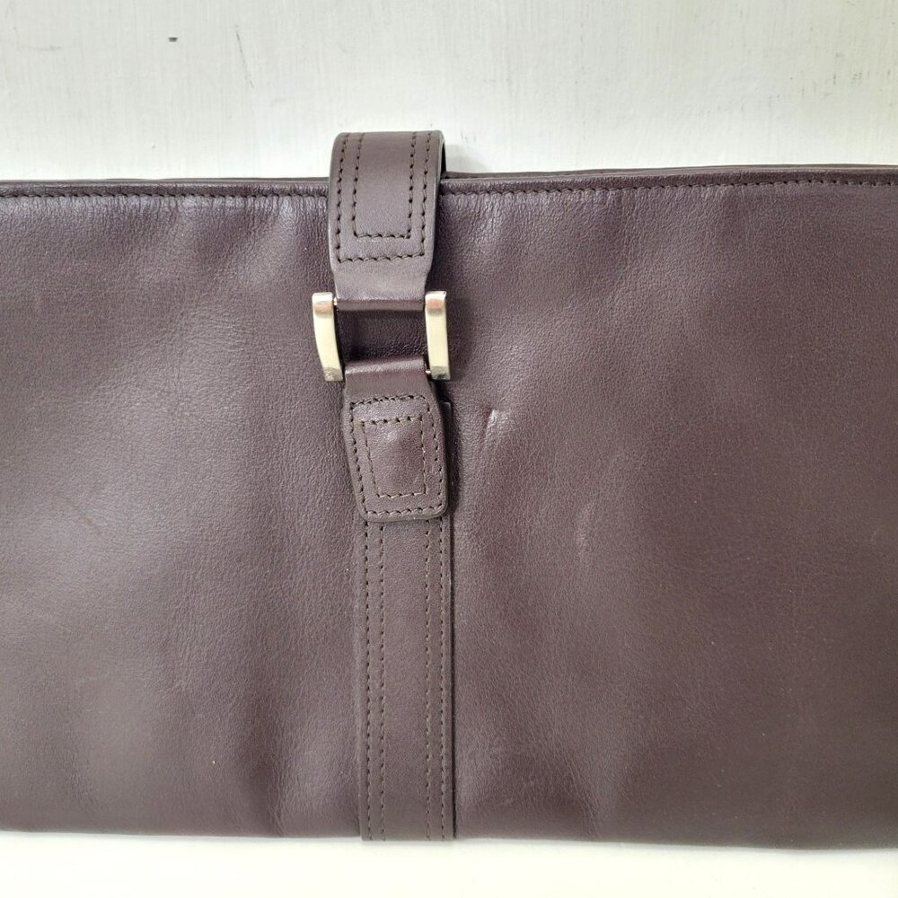 Red Envelope Brown Leather Travel Jewelry Organizer With Multiple Zippered Pocke - Picture 6 of 8